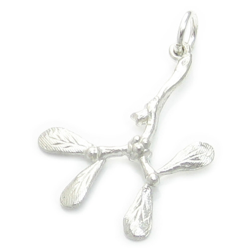 Mistletoe sterling silver charm .925 x 1 Christmas Kiss Love charms