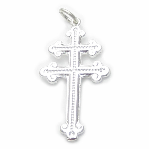 Cross Of Lorraine sterling silver charm pendant .925 Crosses