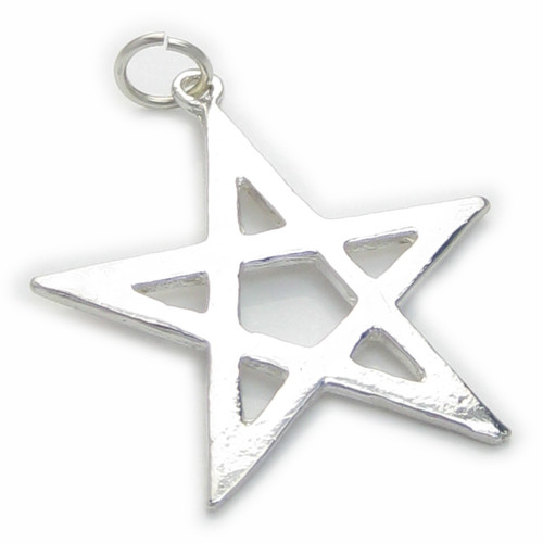 Pentagram sterling silver charm pendant .925 x 1 pentagrams charms