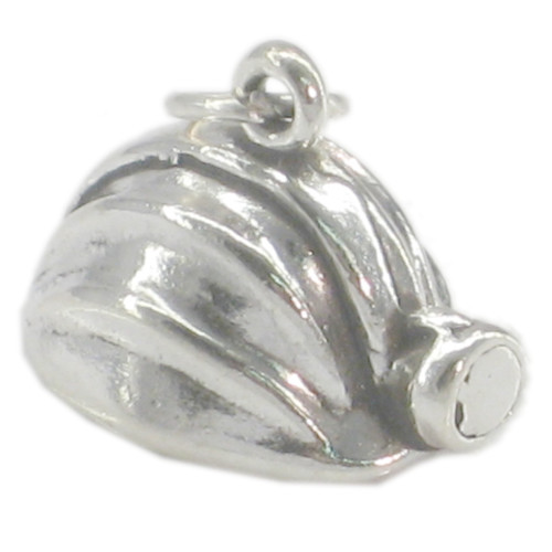 Miner Caver helmet with lamp sterling silver charm Caving Mining charms
