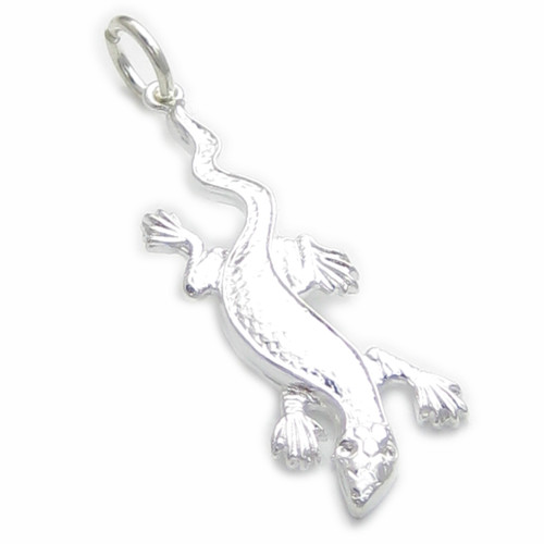 Lizard - Gecko sterling silver charm .925 Lizards Geckos charms