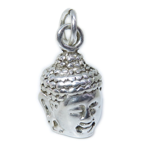 Buddha Head sterling silver charm .925 x 1 Sacred Religious Holy Buddhas charms A1