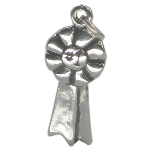 Rosette Number 1 sterling silver charm .925 x 1 1st Place Ribbon