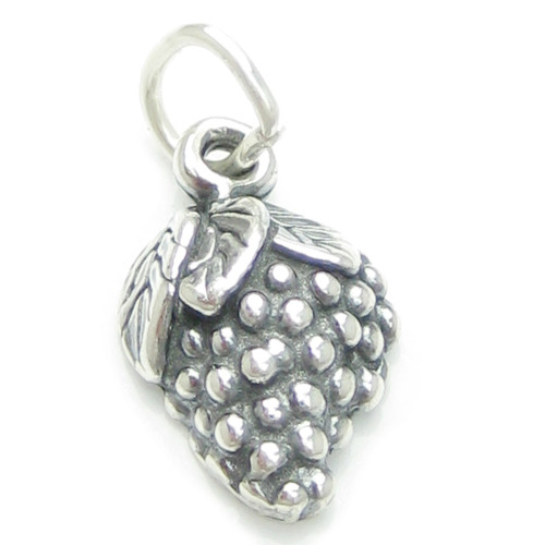Grapes sterling silver 2D charm .925 x 1 Grape Wine charms