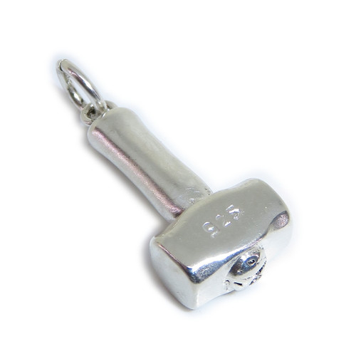 Mallet Lump Hammer sterling silver charm .925 x 1 Mallets and Hammers charms