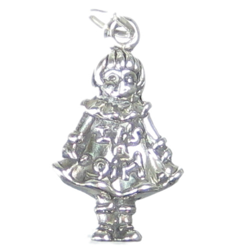 Its a Girl sterling silver 2D charm .925 x 1 Girls charms