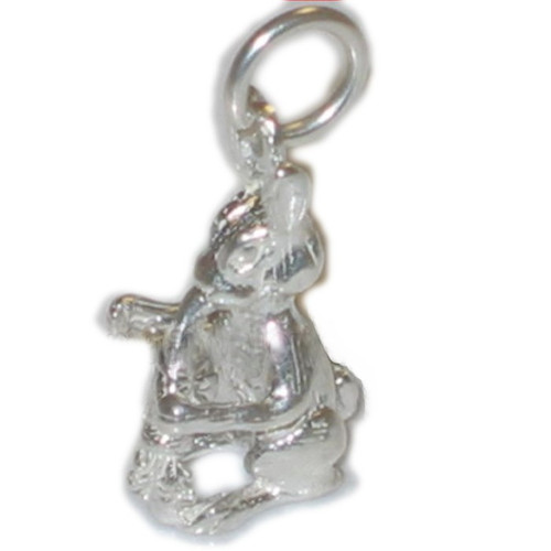 Bunny Rabbit with Carrot sterling silver charm .925 x 1 Rabbits charms
