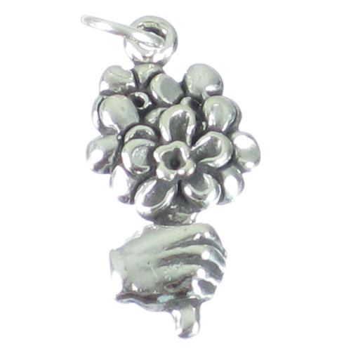 Bouquet of Flowers sterling silver charm .925 x 1 Flower charms