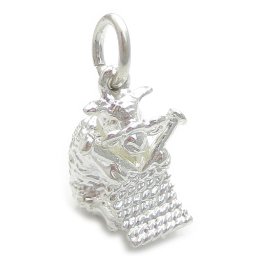 Sheep Knitting sterling silver charm .925 x 1 Wooly Knitters charms