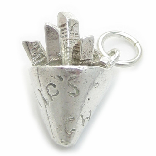Bag of Chips sterling silver charm .925 x 1 Fries Chip charms