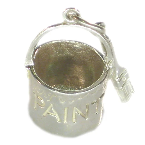 Can of Paint and Brush sterling silver charm .925 Decorating charms