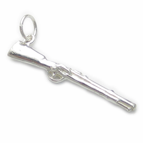Rifle - Gun sterling silver charm .925 x 1 Rifles shooting hunting charms