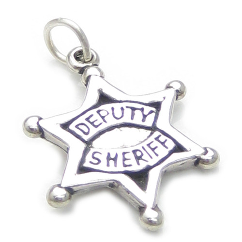 Deputy Sheriff Badge sterling silver charm .925 Sheriffs badges charms