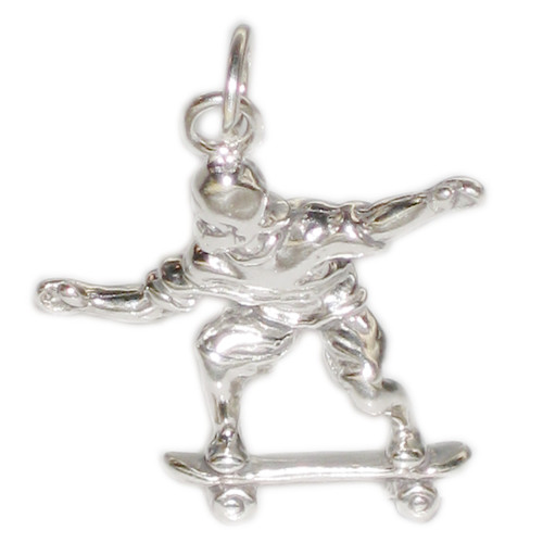 Skateboarder sterling silver charm .925 x 1 Boarding charms