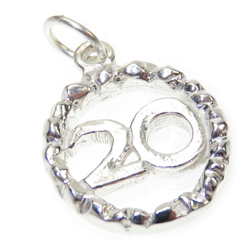 20th Birthday sterling silver charm .925 x 1 Birthdays charms for Twenty