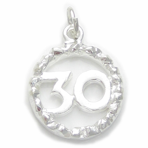 30th Birthday sterling silver charm .925 x 1 Birthdays for thirty