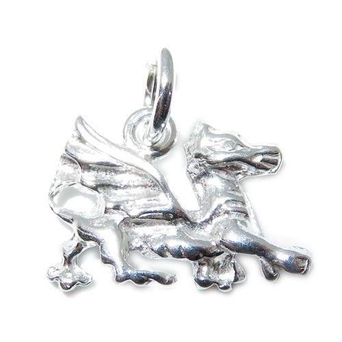 Dragon sterling silver SMALL charm .925 Welsh Dragons charms J