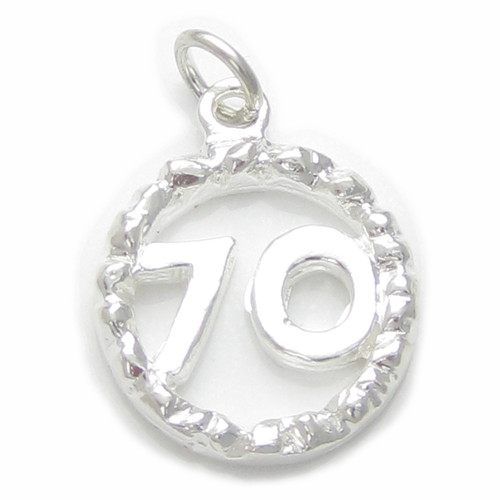 70th Birthday sterling silver charm .925 x 1 Birthdays for Seventy
