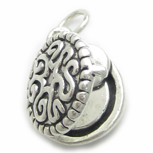 Powder Compact Make up sterling silver charm .925 beauty charms