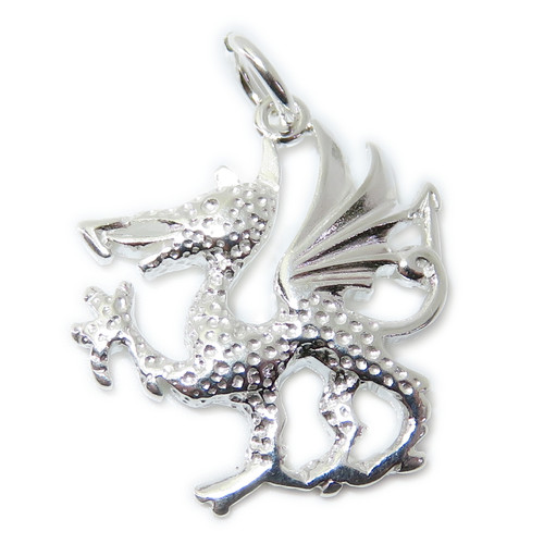Dragon sterling silver charm - pendant .925 x 1 Welsh Dragons charms K