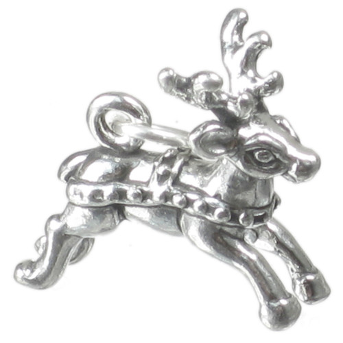 Reindeer sterling silver charm .925 x 1 Reindeers Rudolph Christmas