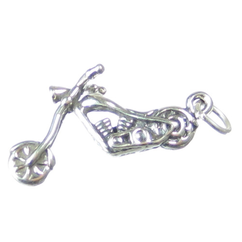 Chopper with Long Forks Motorcycle sterling silver charm .925 x 1 Biker
