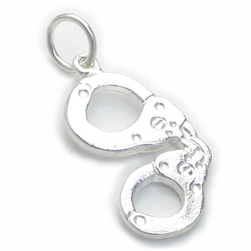 Handcuffs sterling silver charm .925 x 1 Hand Cuffs Law Police Restraints