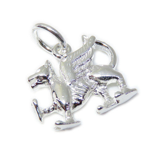 Dragon sterling silver 2D charm .925 x 1 Welsh Dragons charms F