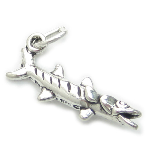 Barracuda fish sterlng silver charm .925 x 1 Baracuda Barracudas charms