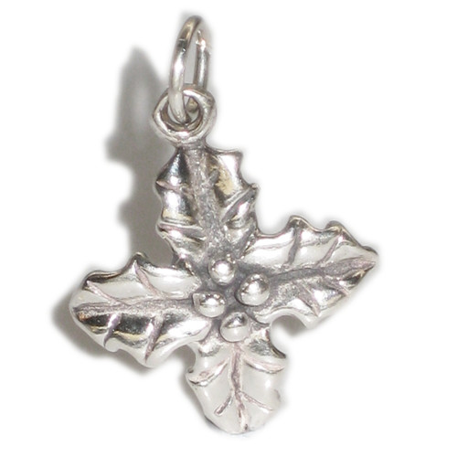 Holly sterling silver charm .925 x 1 Hollies Leaves Christmas charms