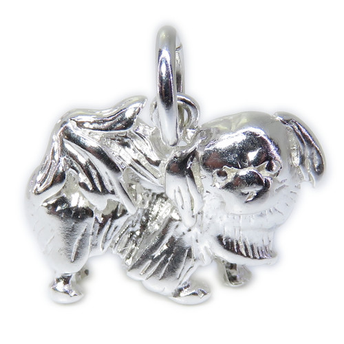 Pekingese dog sterling silver charm .925 Pekenese dogs charms A1