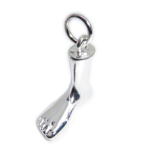 Foot sterling silver charm .925 x 1 Lower leg with feet & toes charms C