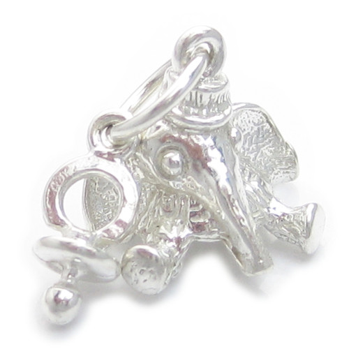 Baby elephant with dummy sterling silver charm .925 x 1 Cute charms