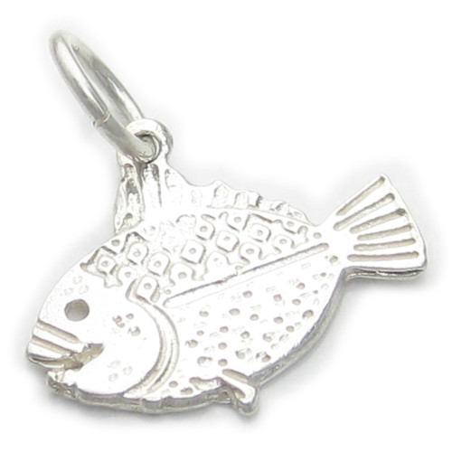 Fish 2D sterling silver charm .925 x 1 Fishes charms