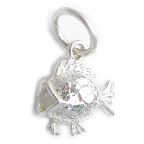 Fish 2D sterling silver charm .925 Fishes charms B1