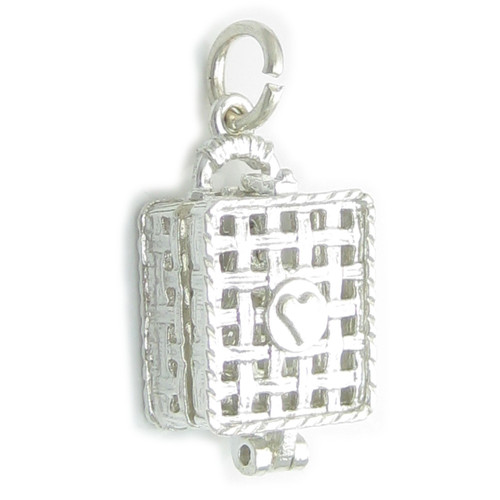 Kitten in Basket cute sterling silver charm .925 x 1 Kittens charms