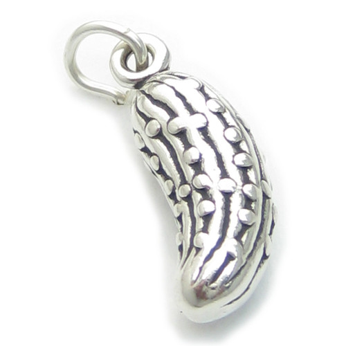 Cucumber Pickle Gherkin sterling silver charm .925 x 1 cucumbers charms