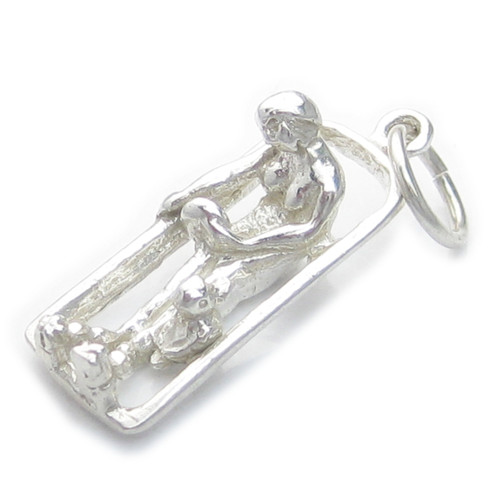 Lady taking a Bath with rubber duck sterling silver charm .925 x 1