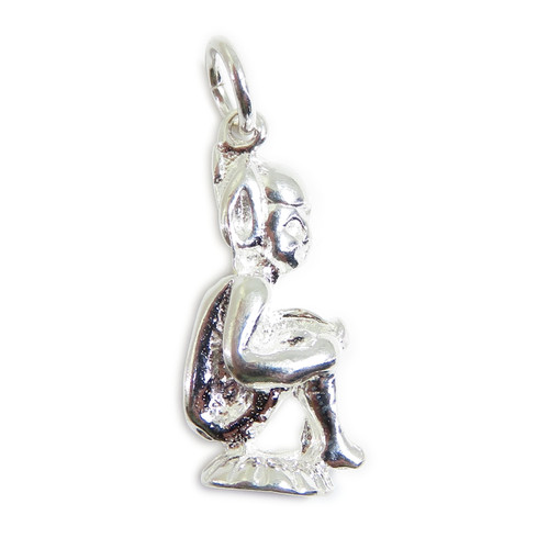 Pixie sitting on a toadstool sterling silver charm .925 Pixies charms A