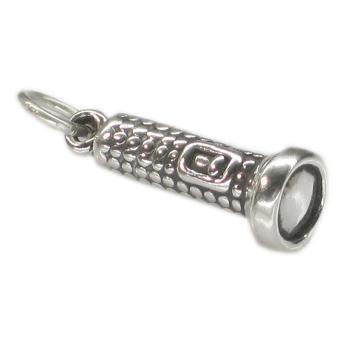 Flash Light - Torch sterling silver charm .925 x 1 Lights Lamps Torches