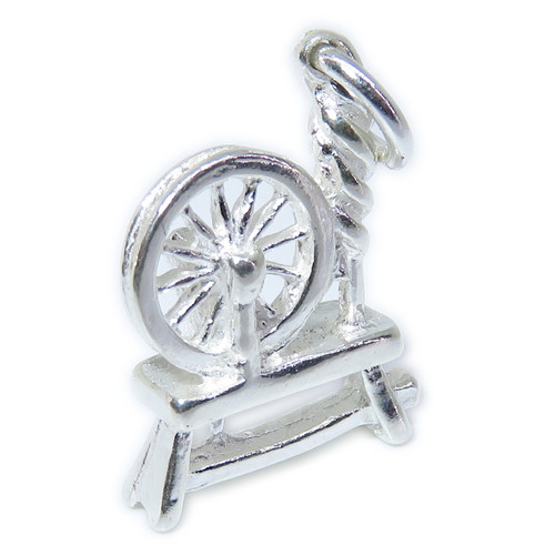 Spinning Wheel sterling silver charm .925 x 1 Sewing thread charms A
