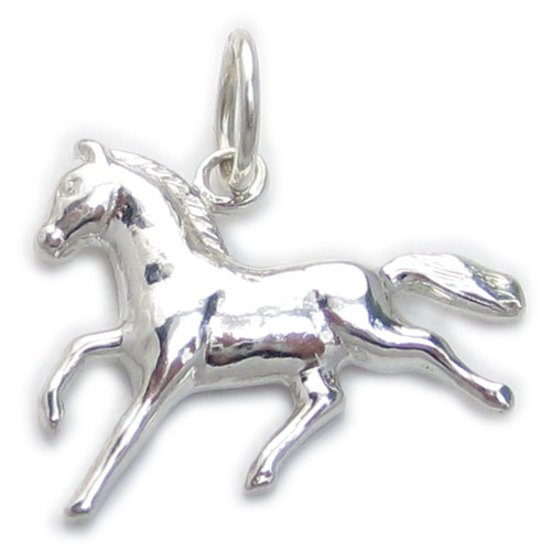 Horse 2D sterling silver charm .925 x 1 Horses charms