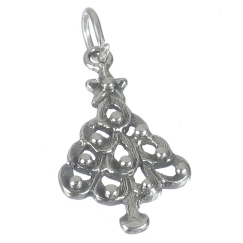 Christmas Tree sterling silver charm .925 x 1 Xmas Fir Trees charms