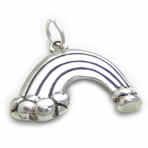 Rainbow with Pot of gold at the end sterling silver charm .925 x1 Lucky
