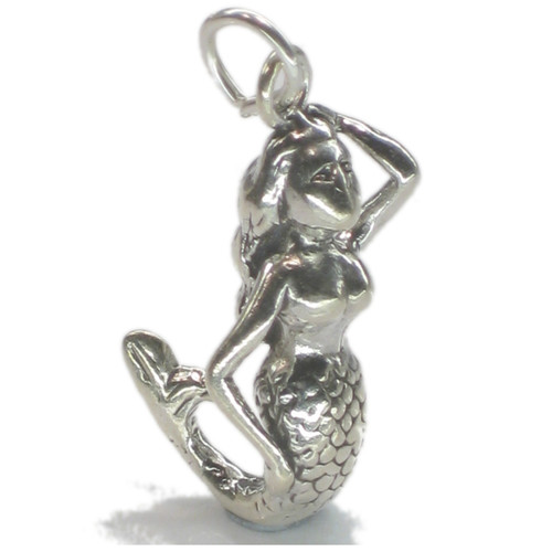 Mermaid sterling silver charm .925 x 1 Mermaids charms A4