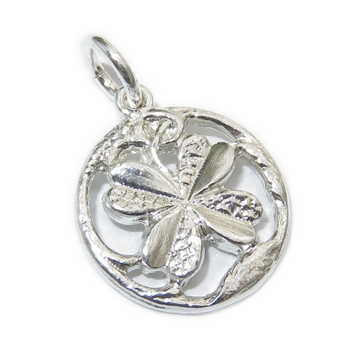 Lucky Four leaf clover sterling silver charm .925 x 1 Luck of the Irish charms