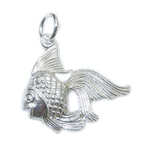 Goldfish sterling silver charm .925 x 1 Fishes Gold Fish charms