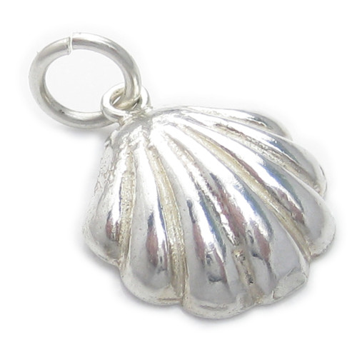 Oyster Shell sterling silver charm .925 x 1 Shells Charms