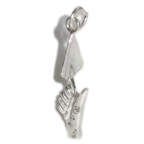 Trowel and Hand Sterling silver charm .925 Builder Freemason Archeology