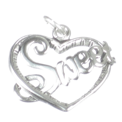 Sweet in Heart sterling silver charm pendant .925 x 1 Sweetheart charms